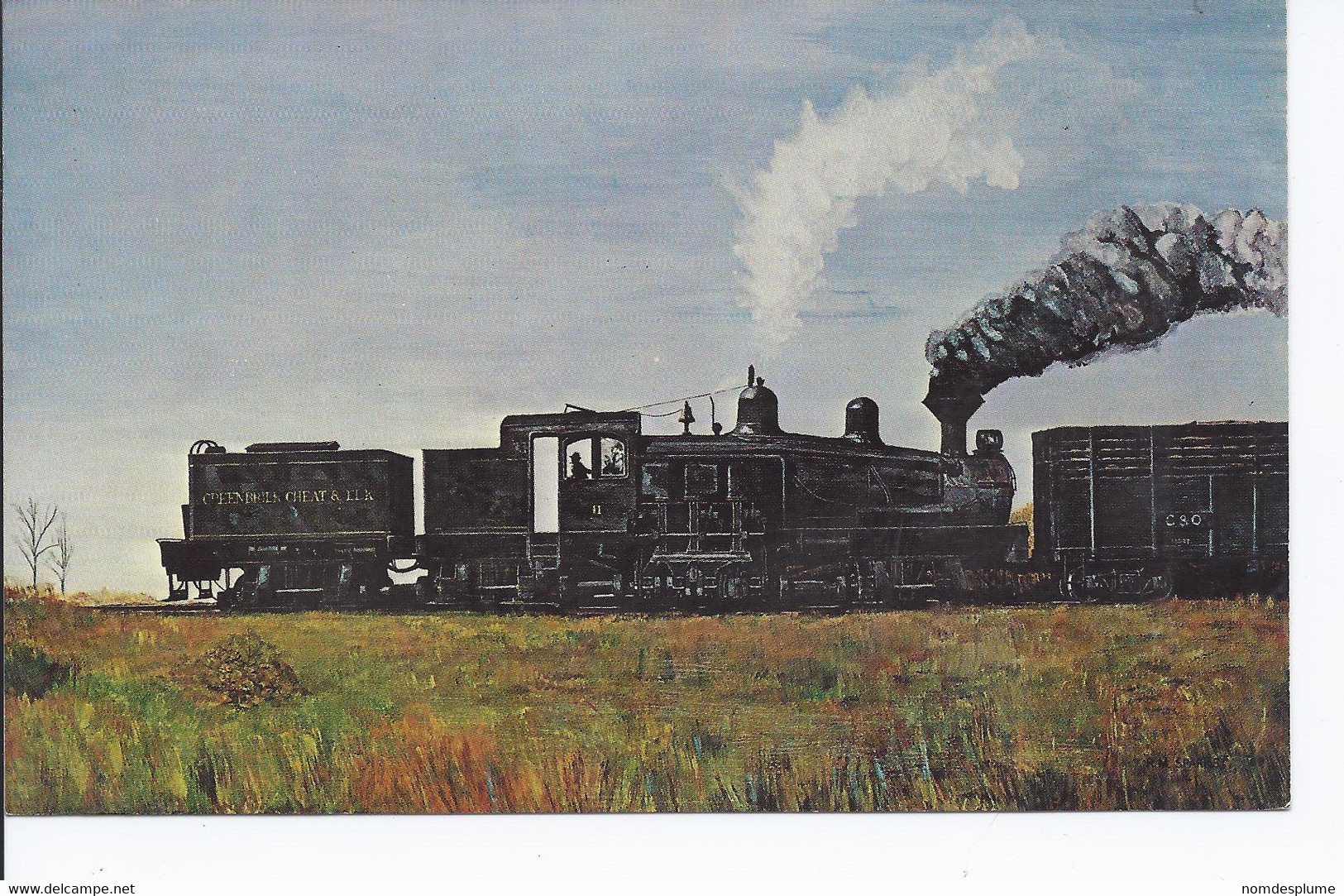 16110) USA WV Cass Locomotive Painting  Greenbrier Cheat & Elk Shay  Civil War Museum See Back - Otros & Sin Clasificación