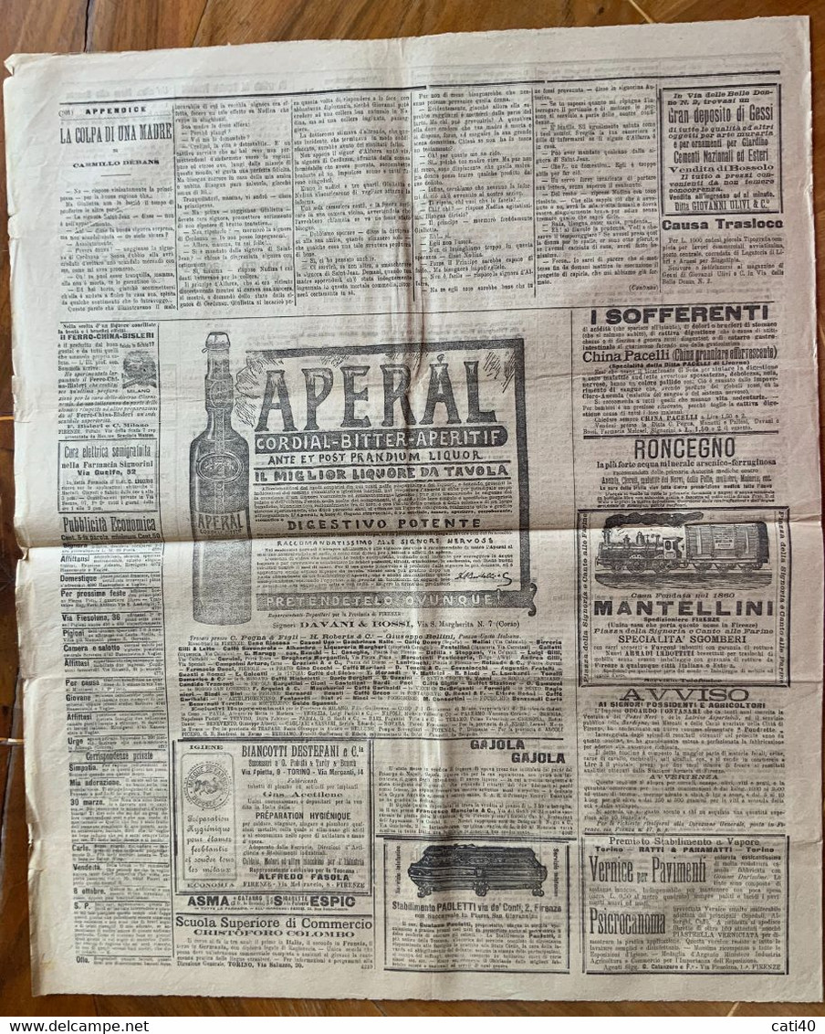 FIERAMOSCA GIORNALE DEL POPOLO Del 21-22/10/1896  : LA PRINCIPESSA ELENA A BARI ... CON RARE PUBBLICITA' - COMPLETO - First Editions