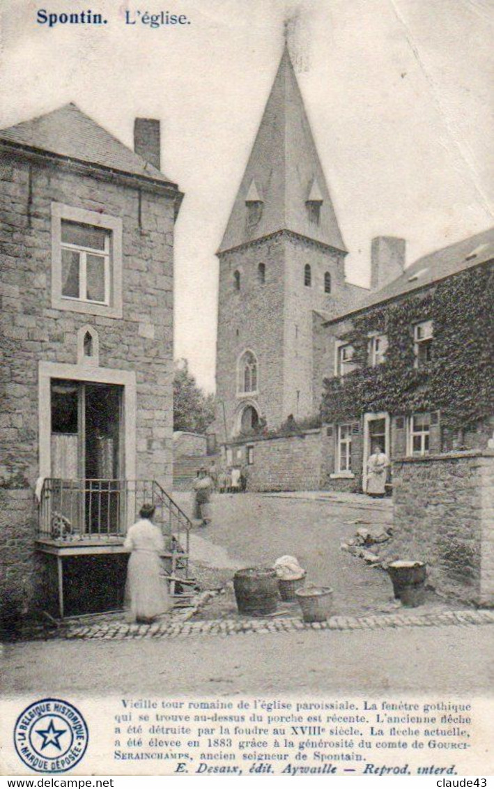 Spontin L'église Animée Avec Des Laveuses Voyagé En 1912 - Yvoir