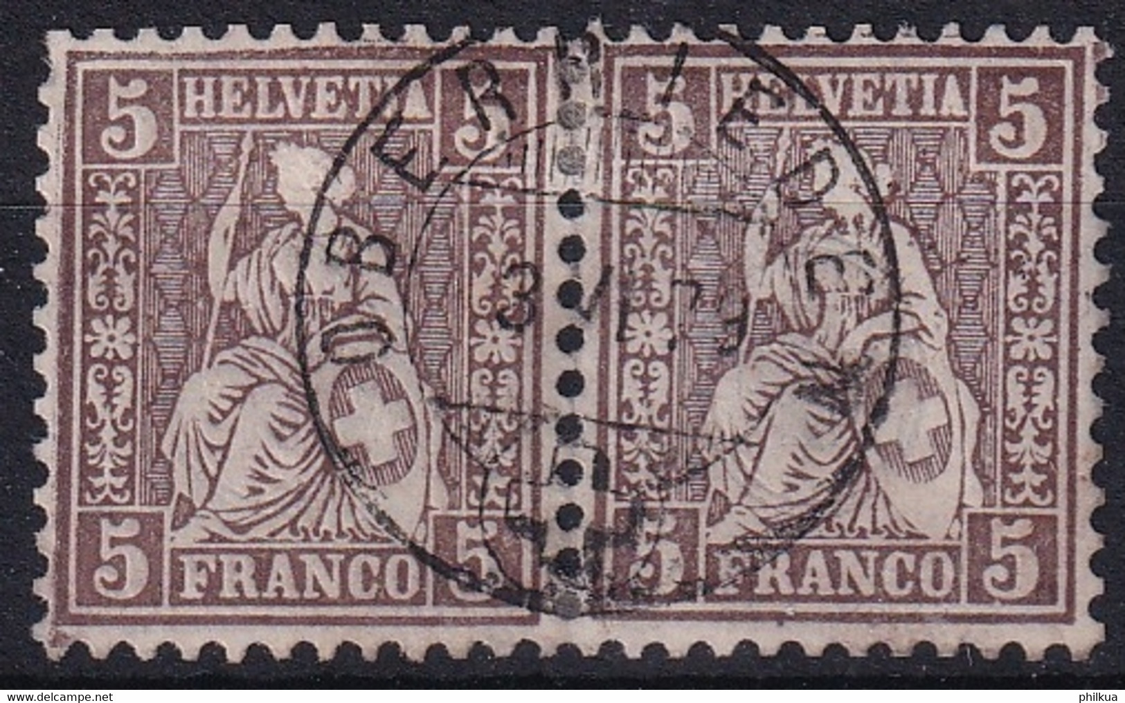 Zumstein 30 / Michel 22 - Sitzende Helvetia - Paar Mit Vollstempel OBERRIEDEN - Used Stamps