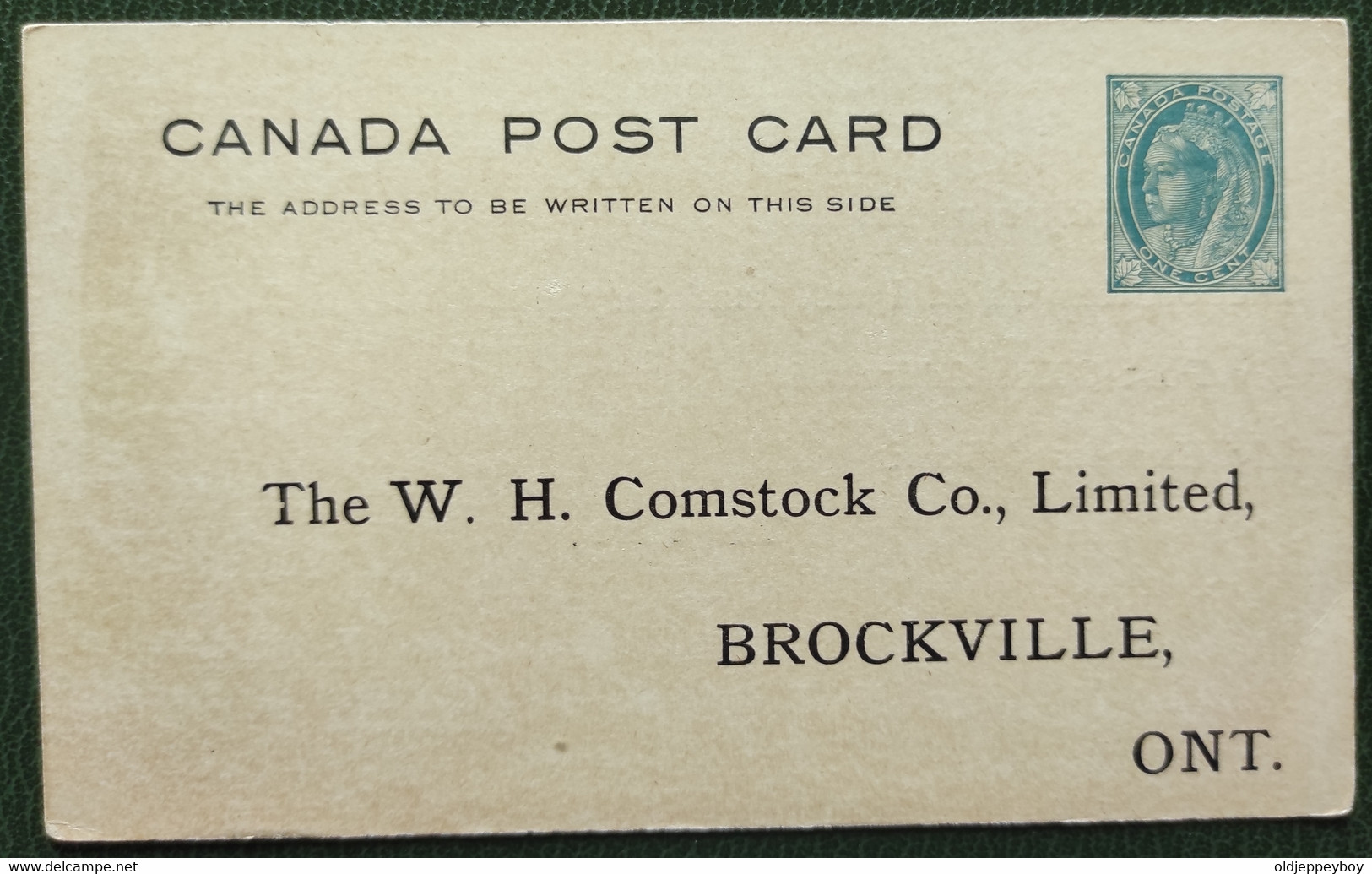 Canada 1898 Queen Victoria Post Card  "THE W.H COMSTOCK CP. LIMITED BROCKVILLE ONTARIO - 1860-1899 Reinado De Victoria