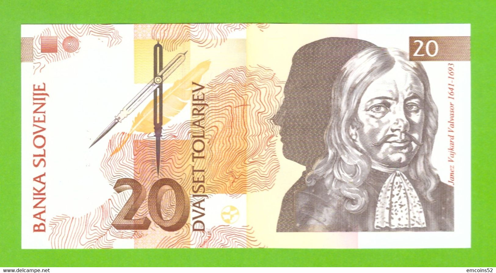 SLOVENIA 20 TOLARJEV 1992 P-12 UNC - Slovénie