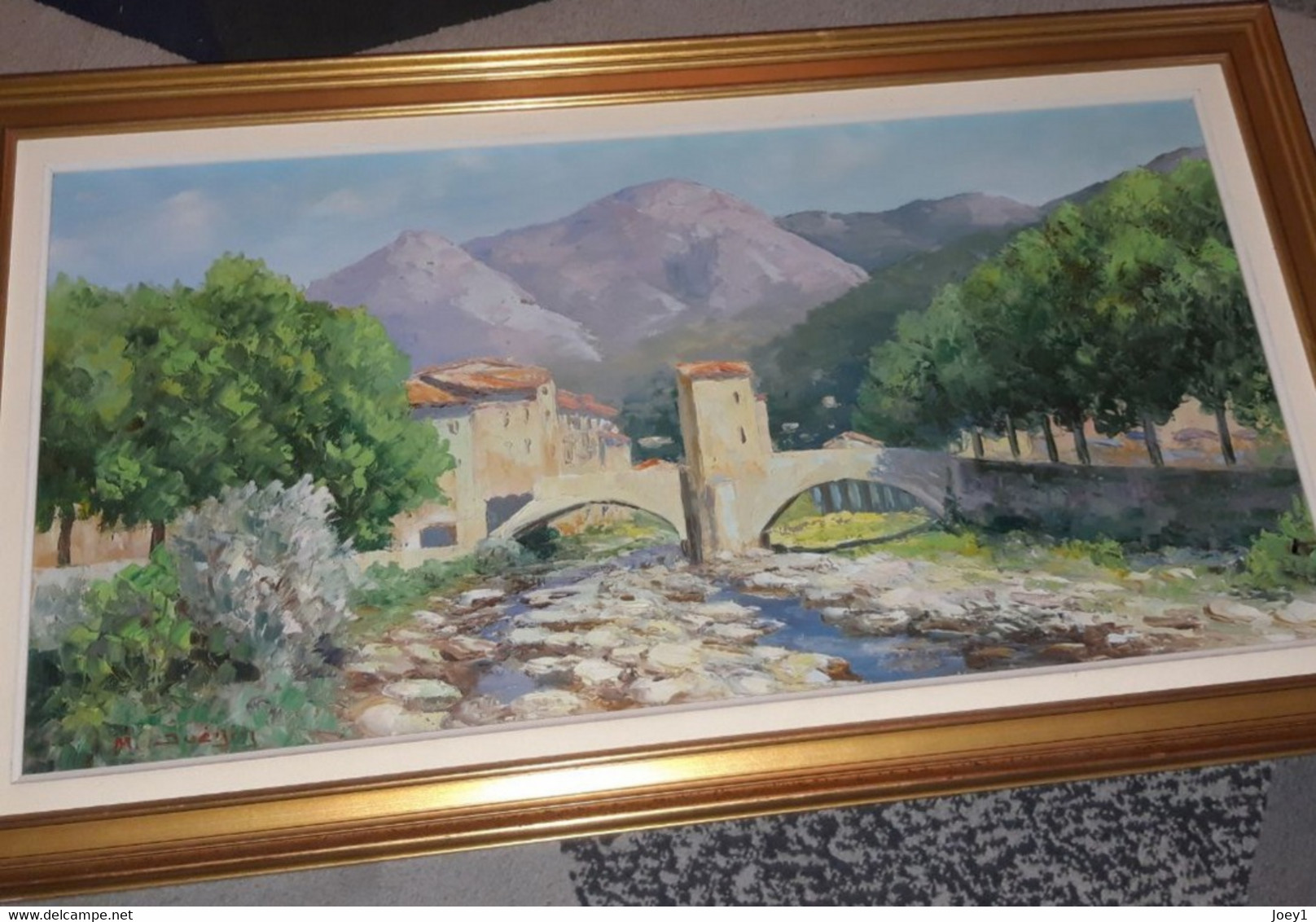 Peinture Juenin,peintre Originaire De Nice.Pont De Sospel.dom 80 /40 - Olieverf