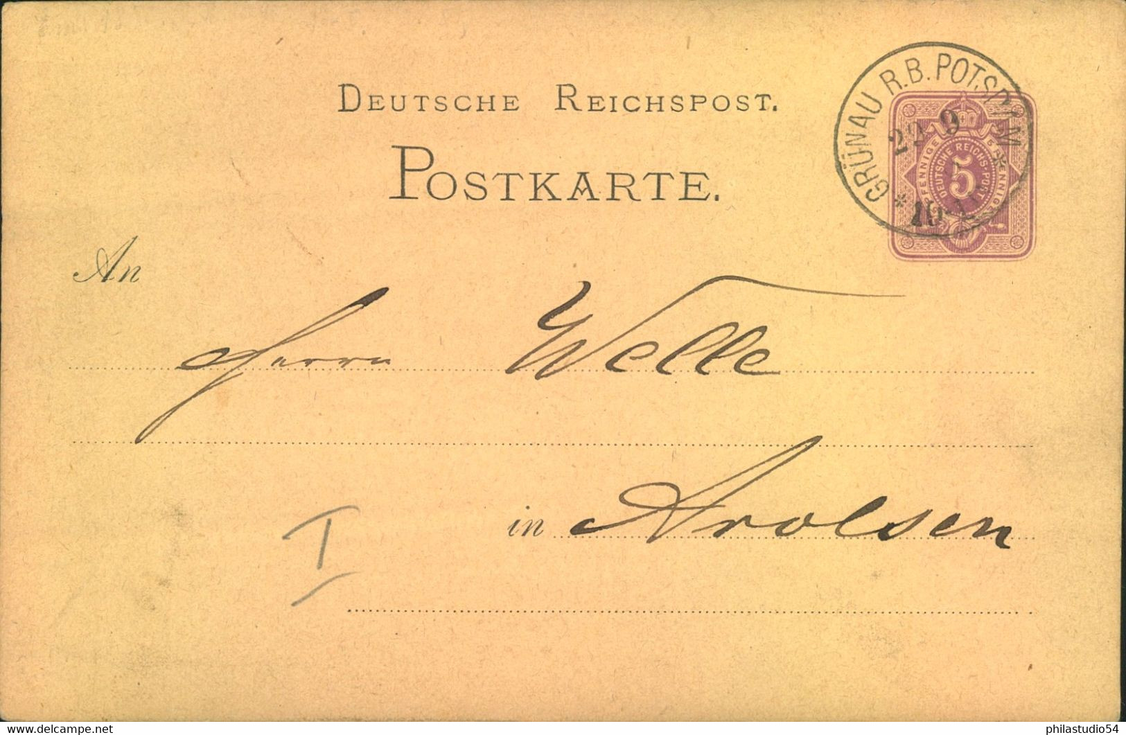 1878, "GRÜNAU R.B. Potsdam" Berliner Vorortstempel Auf 5 Pf. GSK - Maschinenstempel (EMA)