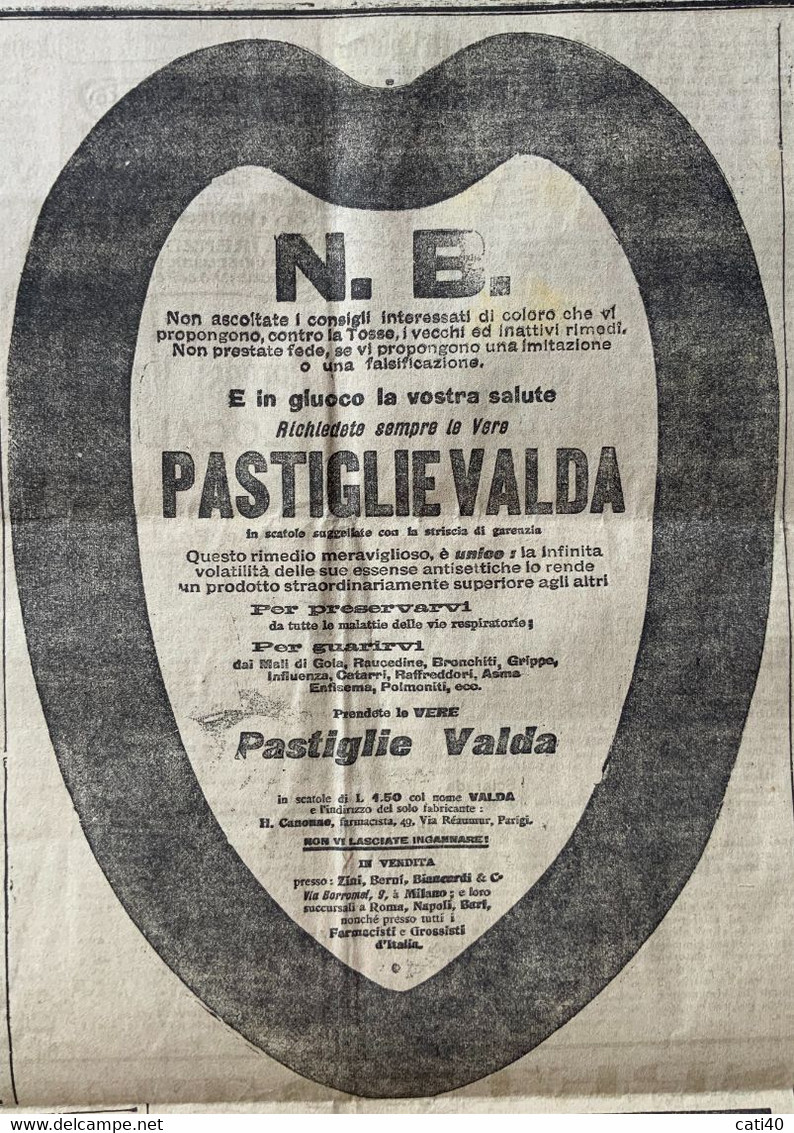 FIERAMOSCA IL GIORNALE DEL POPOLO Del 16-17/2/1907 :LA MORTE DI GIOSUE' CARDUCCI ....CON RARE INSERZIONI PUBBLICITARIE - Premières éditions