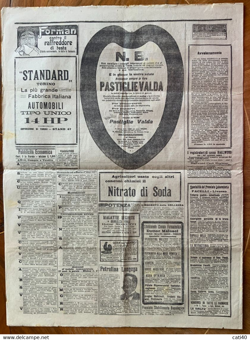 FIERAMOSCA IL GIORNALE DEL POPOLO Del 16-17/2/1907 :LA MORTE DI GIOSUE' CARDUCCI ....CON RARE INSERZIONI PUBBLICITARIE - Prime Edizioni