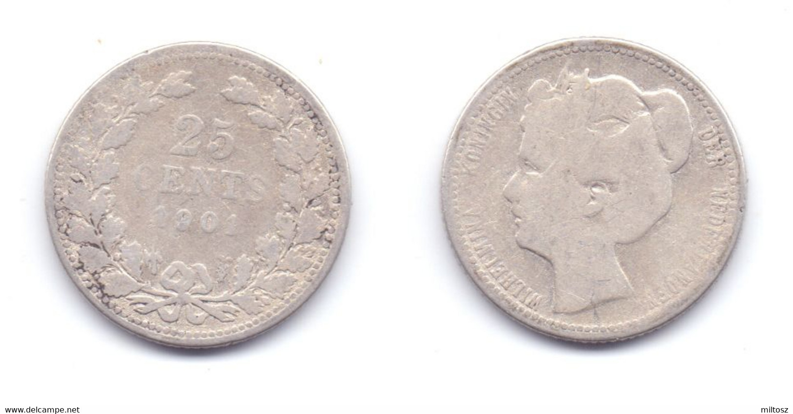 Netherlands 25 Cents 1901 - 25 Centavos