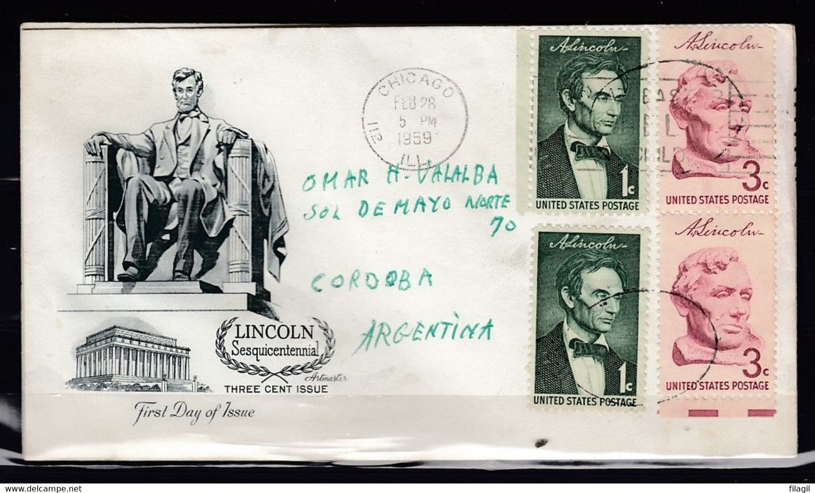 FDC Lincoln Sesquicentennial Chicago First Day Of Issue - 1951-1960