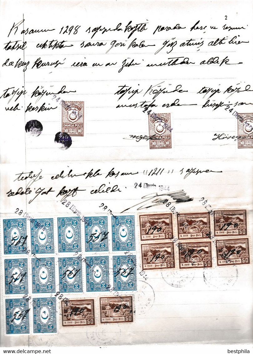 Turkey & Ottoman Empire -  Fiscal / Revenue & Rare Document With Stamps - 191 - Cartas & Documentos