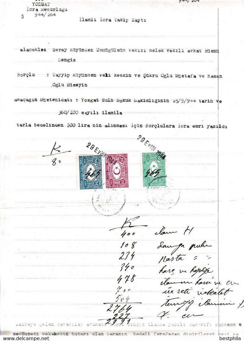 Turkey & Ottoman Empire -  Fiscal / Revenue & Rare Document With Stamps - 191 - Cartas & Documentos