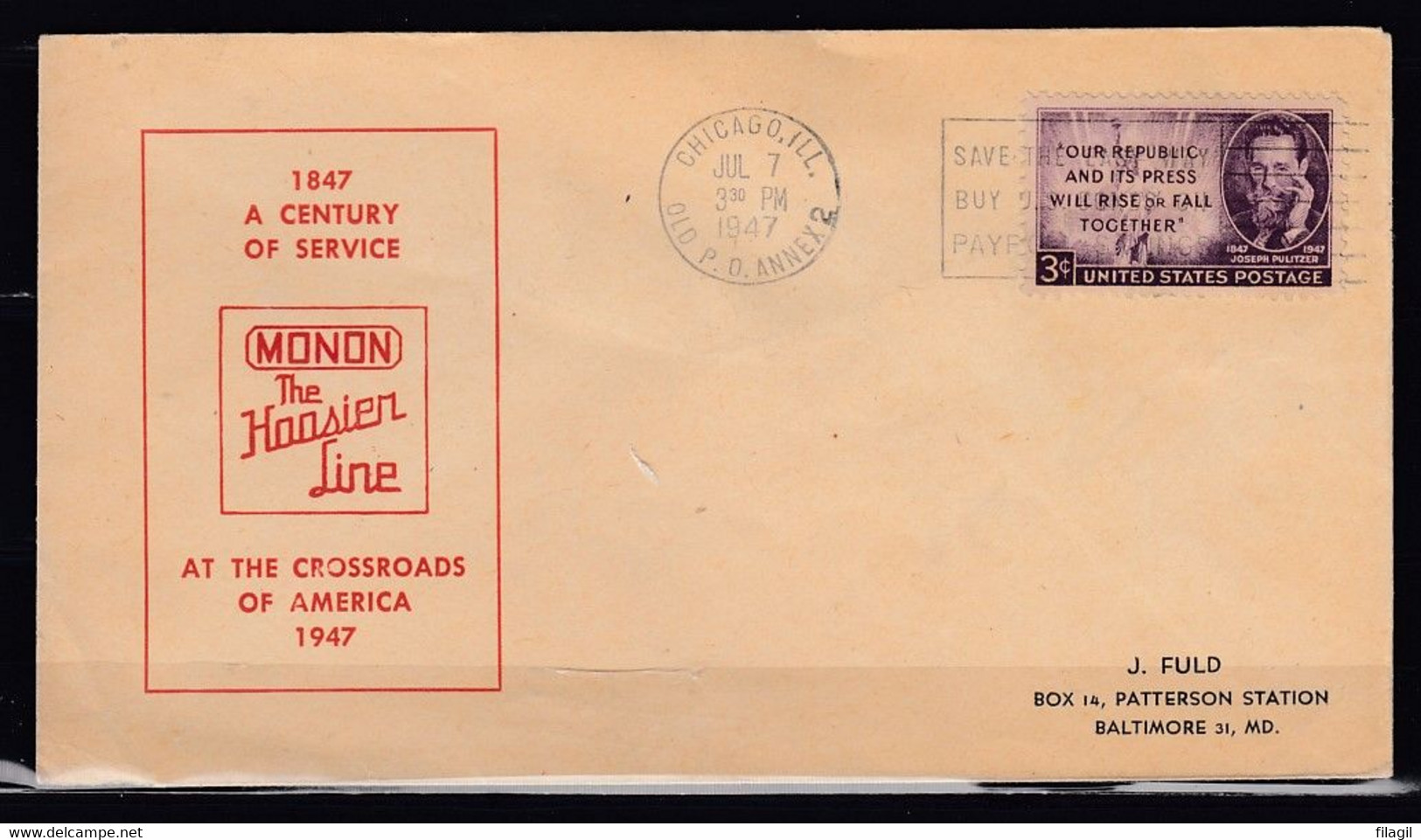 FDC At The Crossroads Of America Chicago Old P.O.Annex 2 First Day Of Issue - 1941-1950