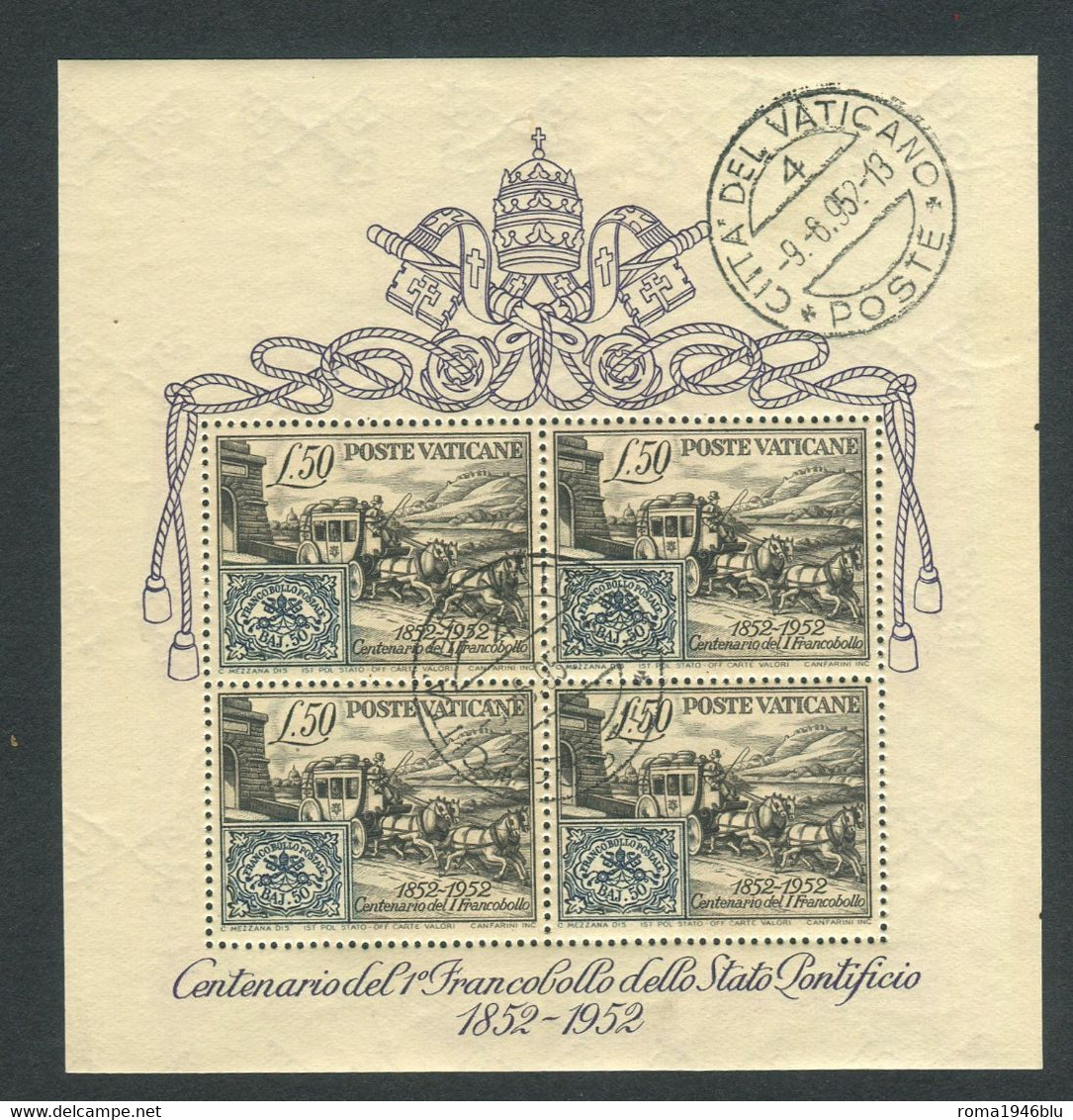 VATICANO 1952 BF CENTENARIO USATO - Blocs & Feuillets