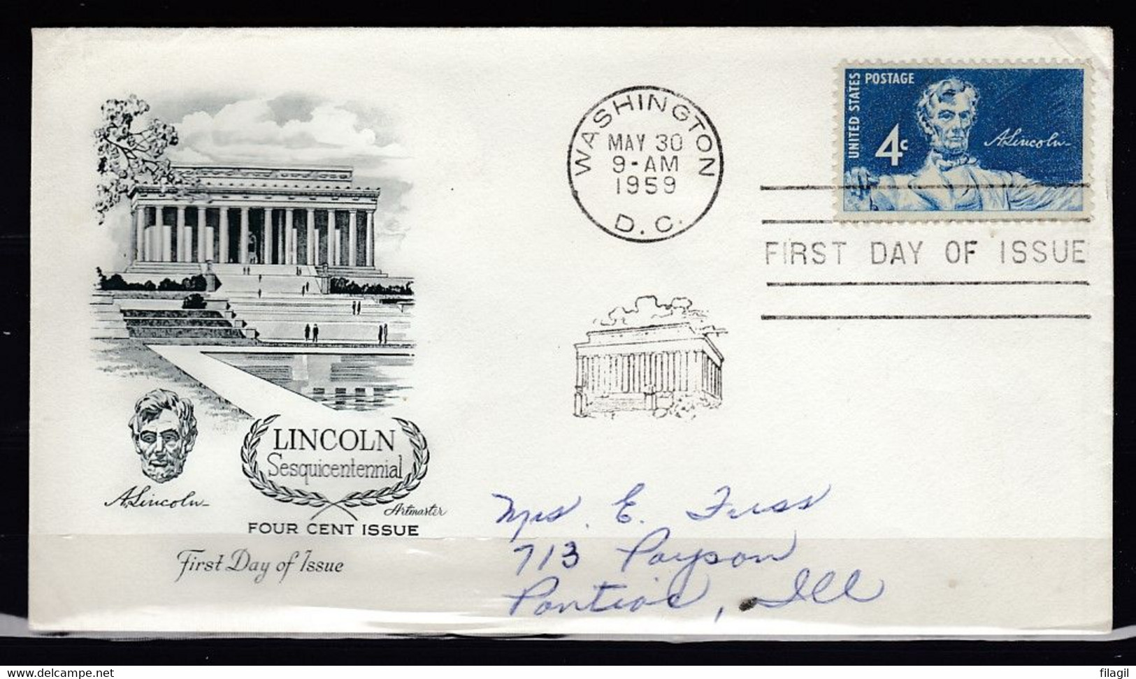 FDC Lincoln Sesquicentennial Washington D.C. First Day Of Issue - 1951-1960