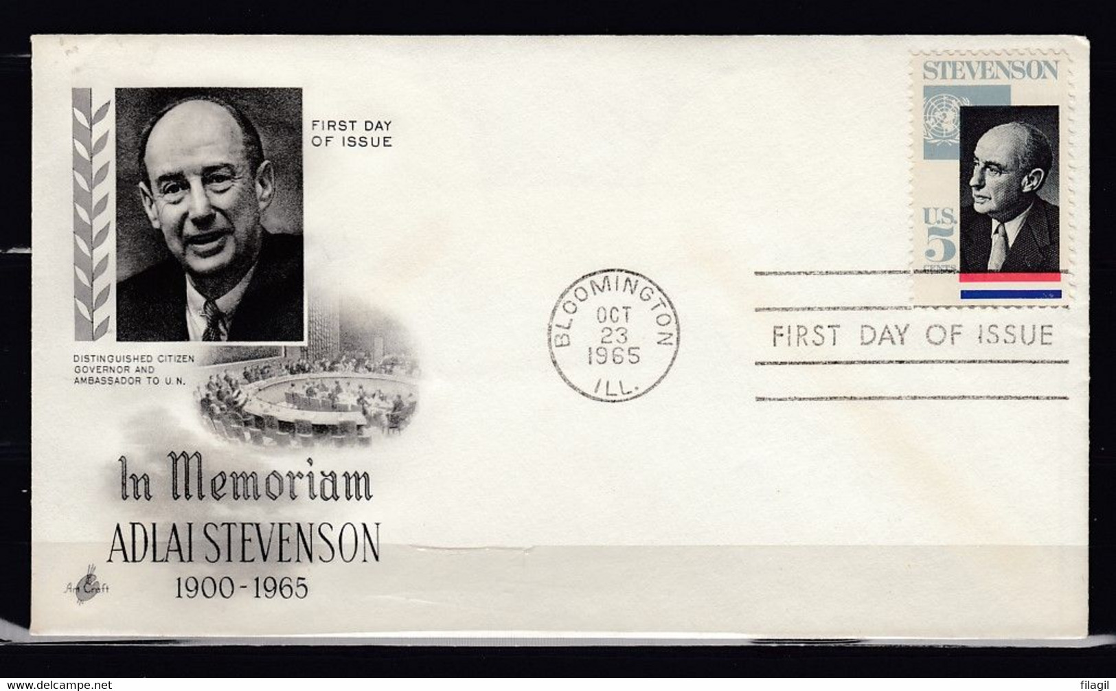 FDC In Memoriam Adlai Stevenson Bloomington First Day Of Issue - 1961-1970