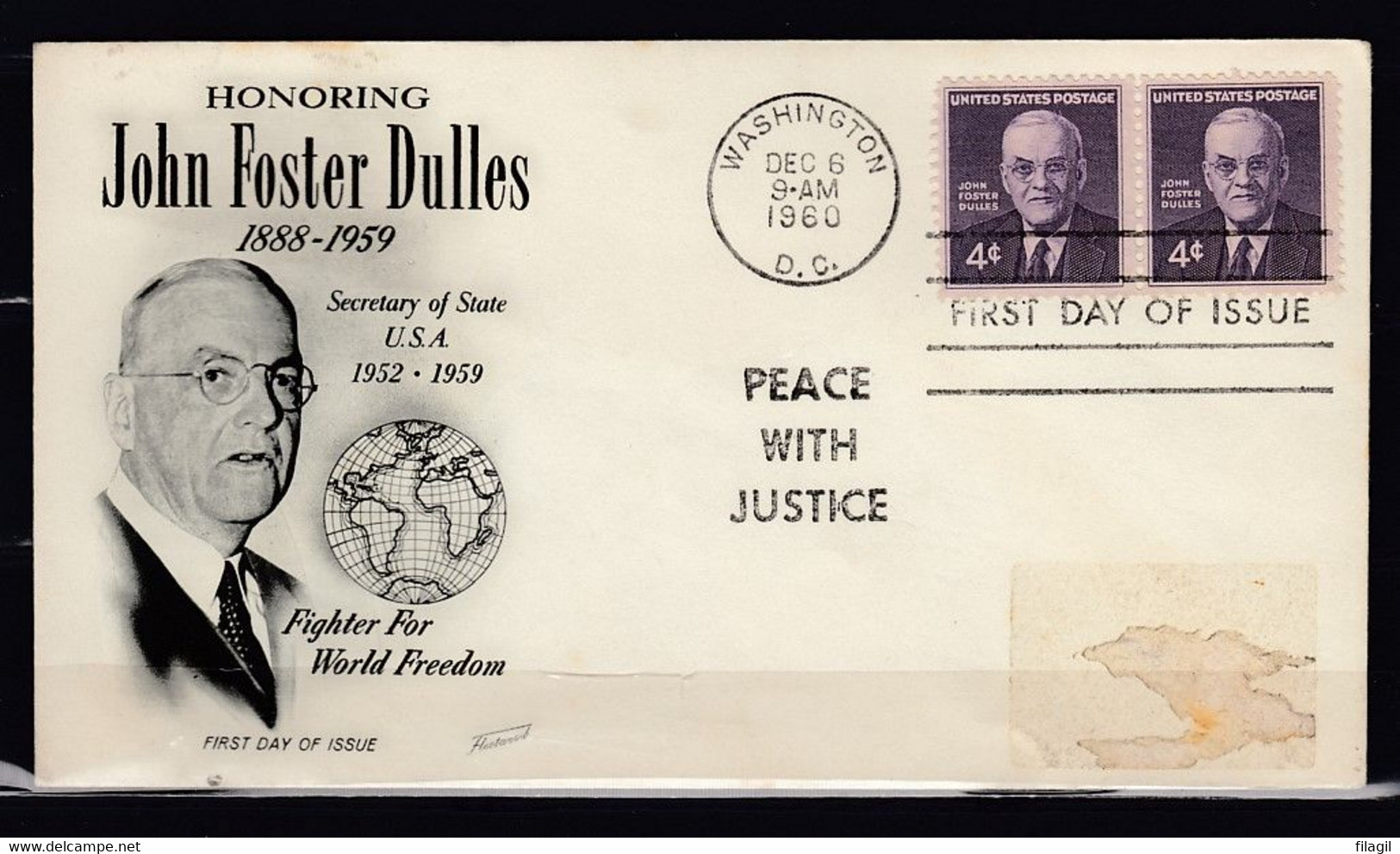 FDC Honoring John Foster Dulles Washington First Day Of Issue - 1951-1960