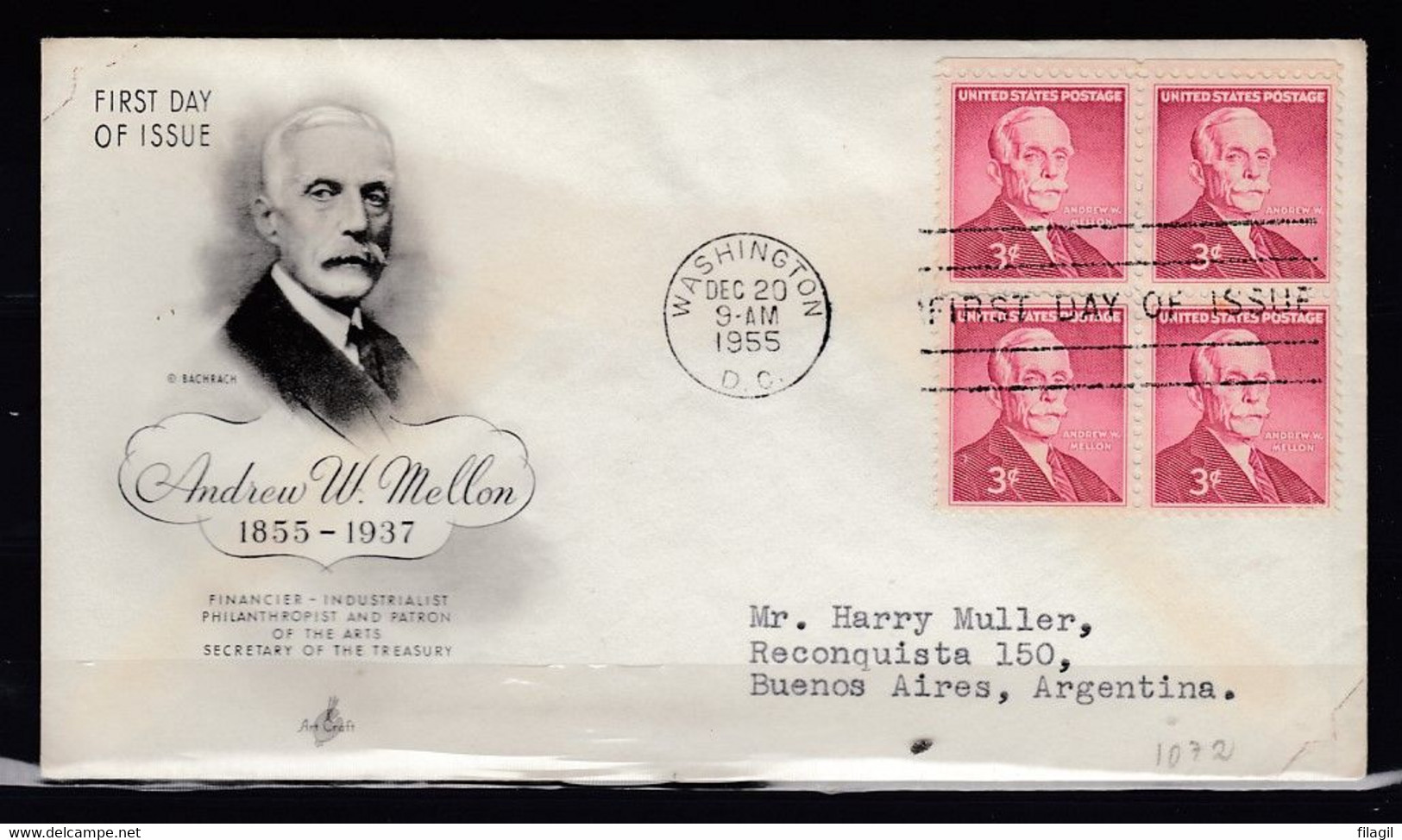 FDC Andrew W.Mellon Washington First Day Of Issue - 1951-1960
