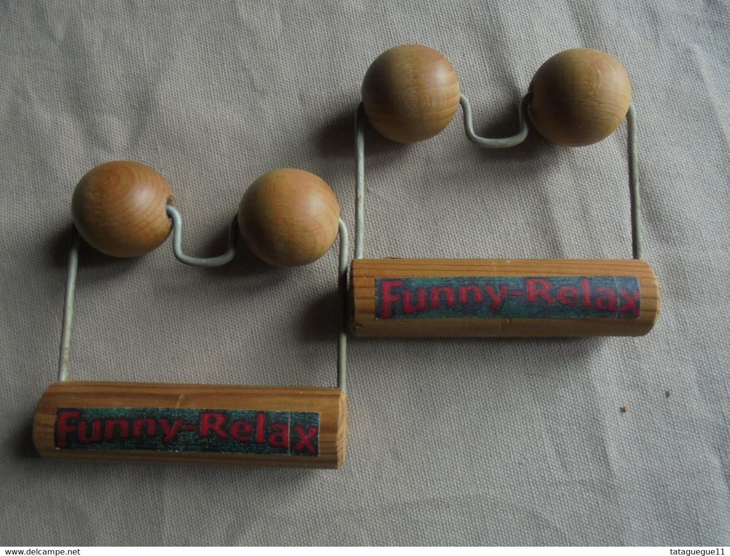 Vintage - Petit Appareil De Massage 2 Poignées Avec Boules En Bois Funny-Relax - Accessories