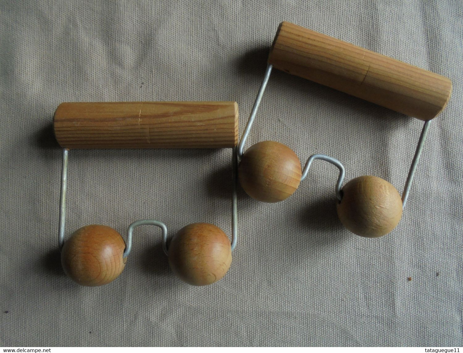 Vintage - Petit Appareil De Massage 2 Poignées Avec Boules En Bois Funny-Relax - Accessoires