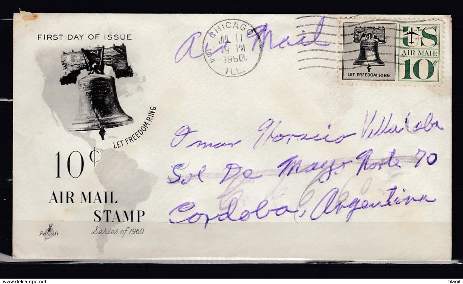 FDC Air Mail Stamp Chicago First Day Of Issue - 1951-1960