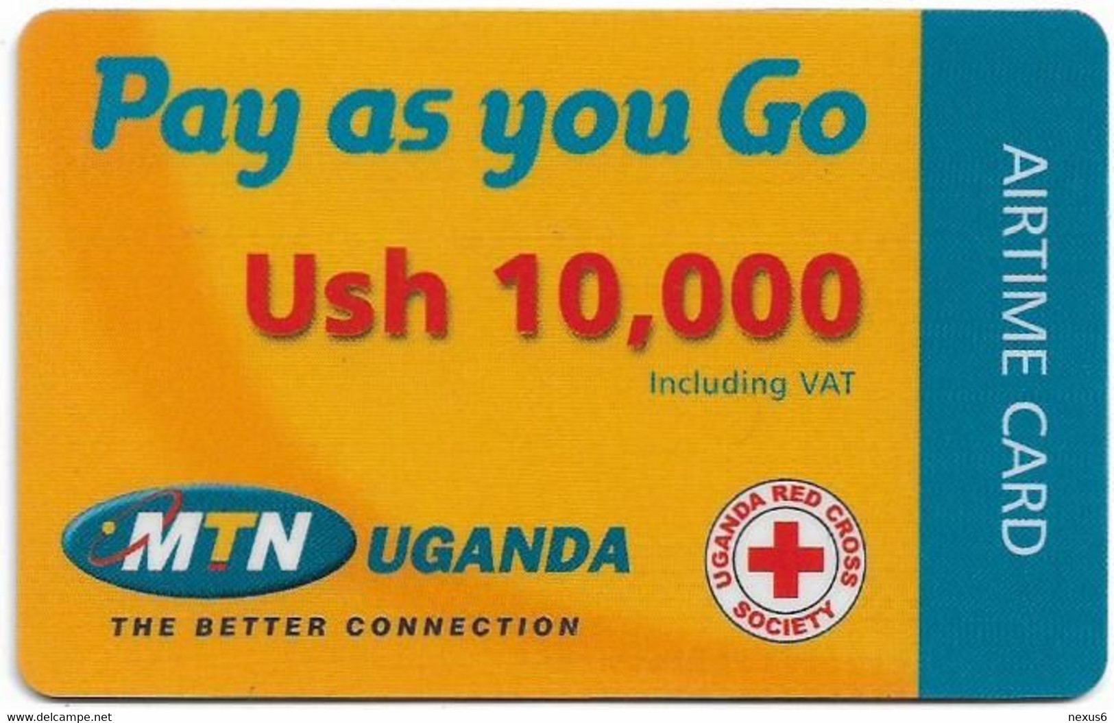 Uganda - MTN - Pay As You Go, Airtime (Red Cross, Black 'The Better Connection', Thick Card), GSM Refill, 10.000Ush, Use - Oeganda