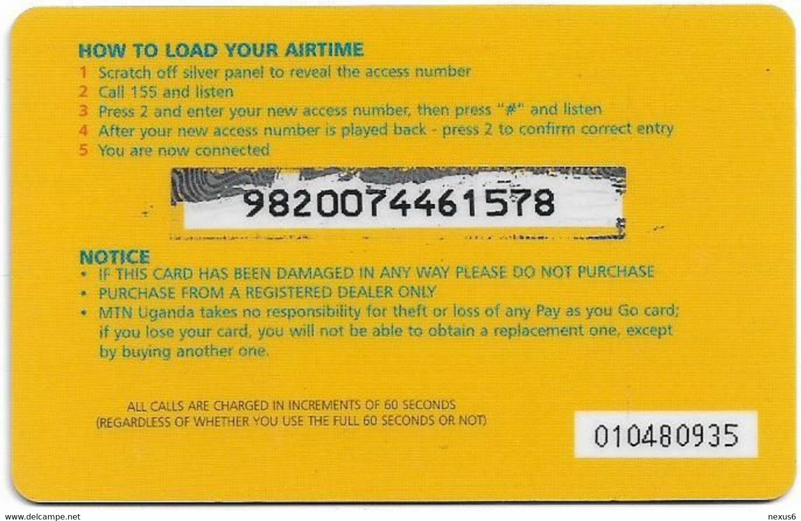 Uganda - MTN - Pay As You Go, Airtime (Red Cross, Black 'The Better Connection', Thick Card), GSM Refill, 10.000Ush, Use - Uganda