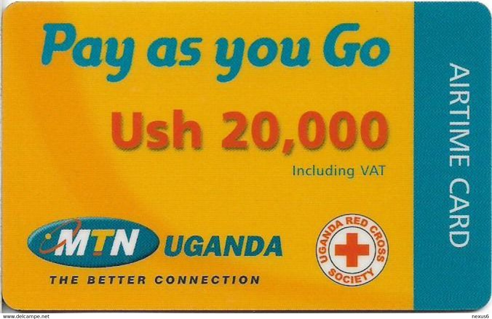 Uganda - MTN - Pay As You Go, Airtime (Red Cross, Black 'The Better Connection', Thick Card), GSM Refill, 20.000Ush, Use - Uganda