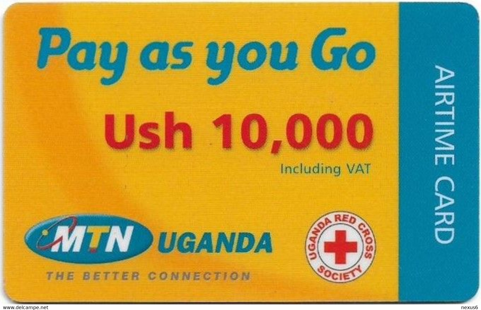 Uganda - MTN - Pay As You Go, Airtime (Red Cross, Grey 'The Better Connection', Thick Card), GSM Refill, 10.000Ush, Used - Uganda