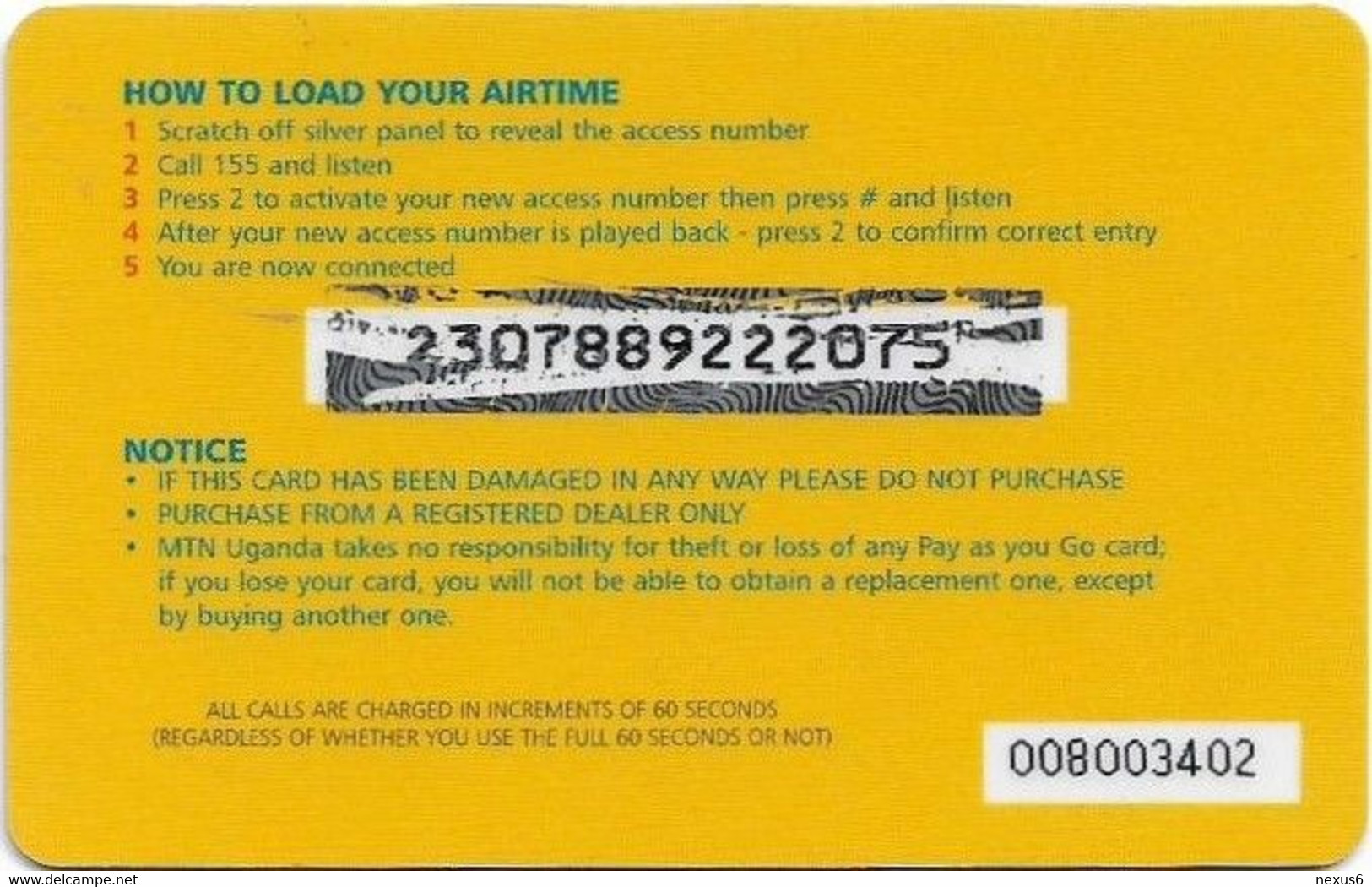 Uganda - MTN - Pay As You Go, Airtime (Red Cross, Grey 'The Better Connection', Thick Card), GSM Refill, 10.000Ush, Used - Ouganda