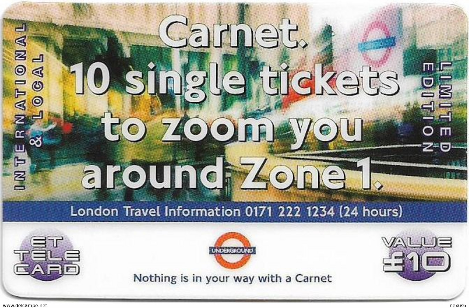 UK - ET - London Travel Information, Tickets Around Zone 1, Remote Mem. 10£, Mint - [ 8] Firmeneigene Ausgaben