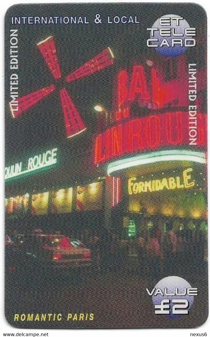 UK - ET - Romantic Paris 1, Moulin Rouge, Remote Mem. 2£, Mint - Emissions Entreprises