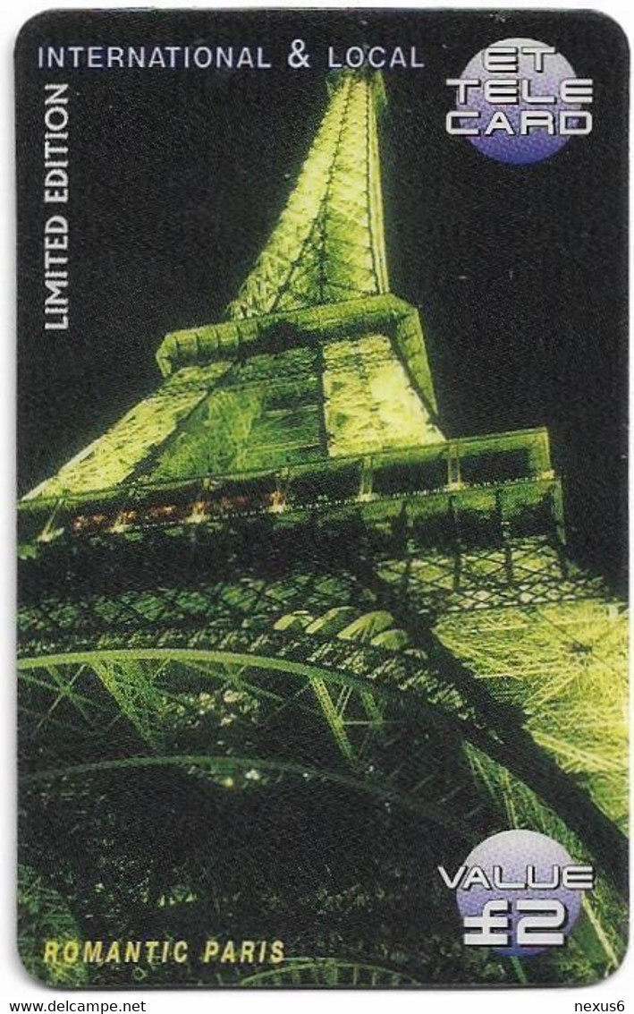 UK - ET - Romantic Paris 2, Eiffel Tower, Remote Mem. 2£, Mint - Emissions Entreprises