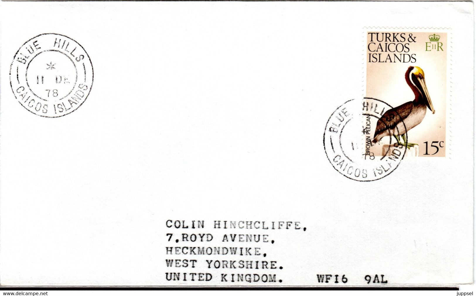 Letter TURKS & CAICOS, Pelican  /  Lettre , Pélican, 1978 - Pelicans