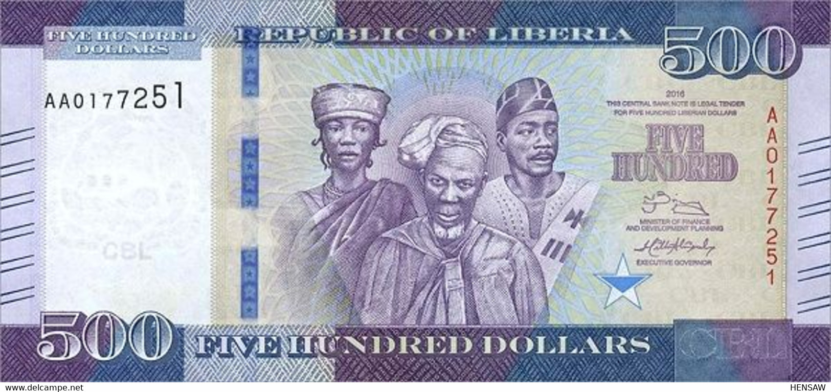 LIBERIA 500 DOLLARS 2016 P 36a UNC SC NUEVO - Liberia