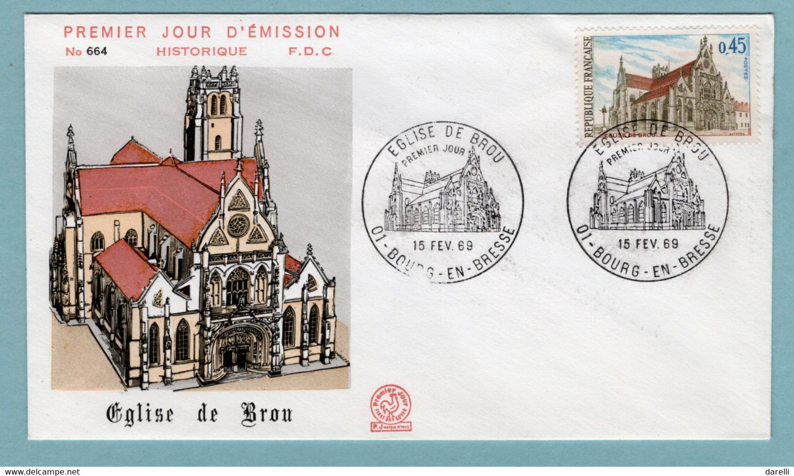 FDC France 1969 - Eglise De Brou - YT 1582 - 01 Bourg En Bresse - 1960-1969