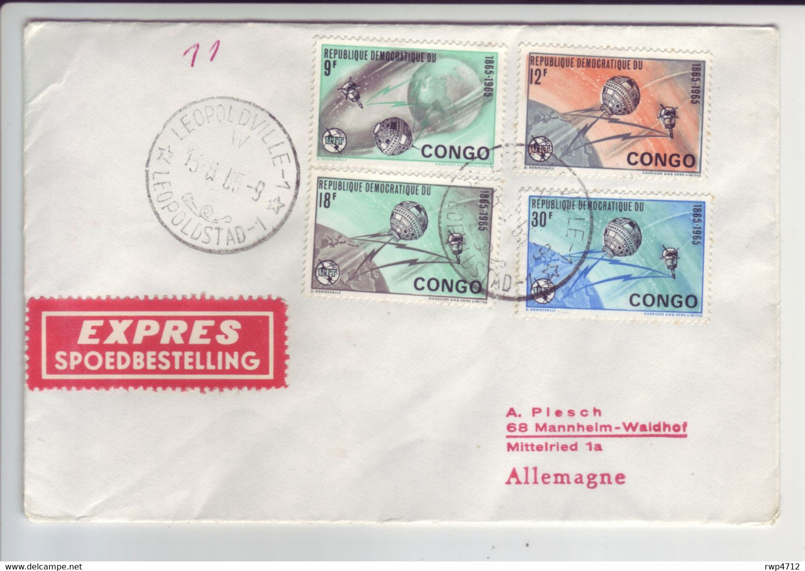 CONGO-KINSHASA  Express-Brief  Express Mail Cover  Lettre Expres  Leopoldville 1965 To Germany - Brieven En Documenten