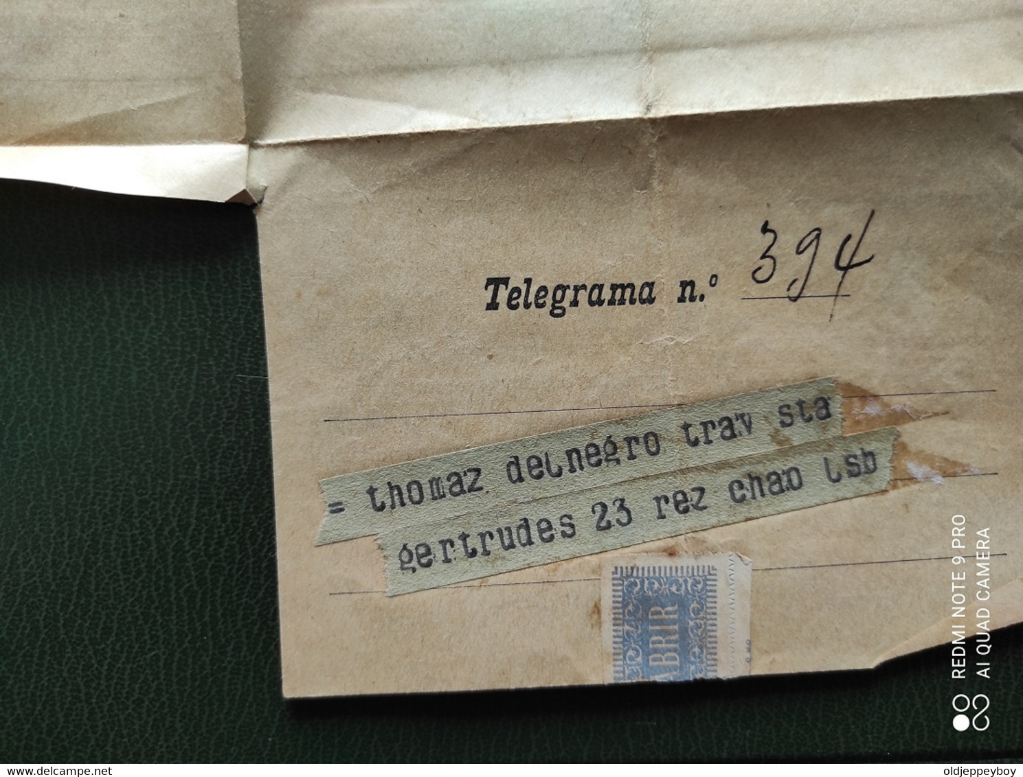1914 PORTUGAL Telegram Télégramme Hughes Machine THOMAZ DEL NEGRO LISBOA PARA MONTEMOR O VELHO COIMBRA 1914 READ BELOW - Lettres & Documents