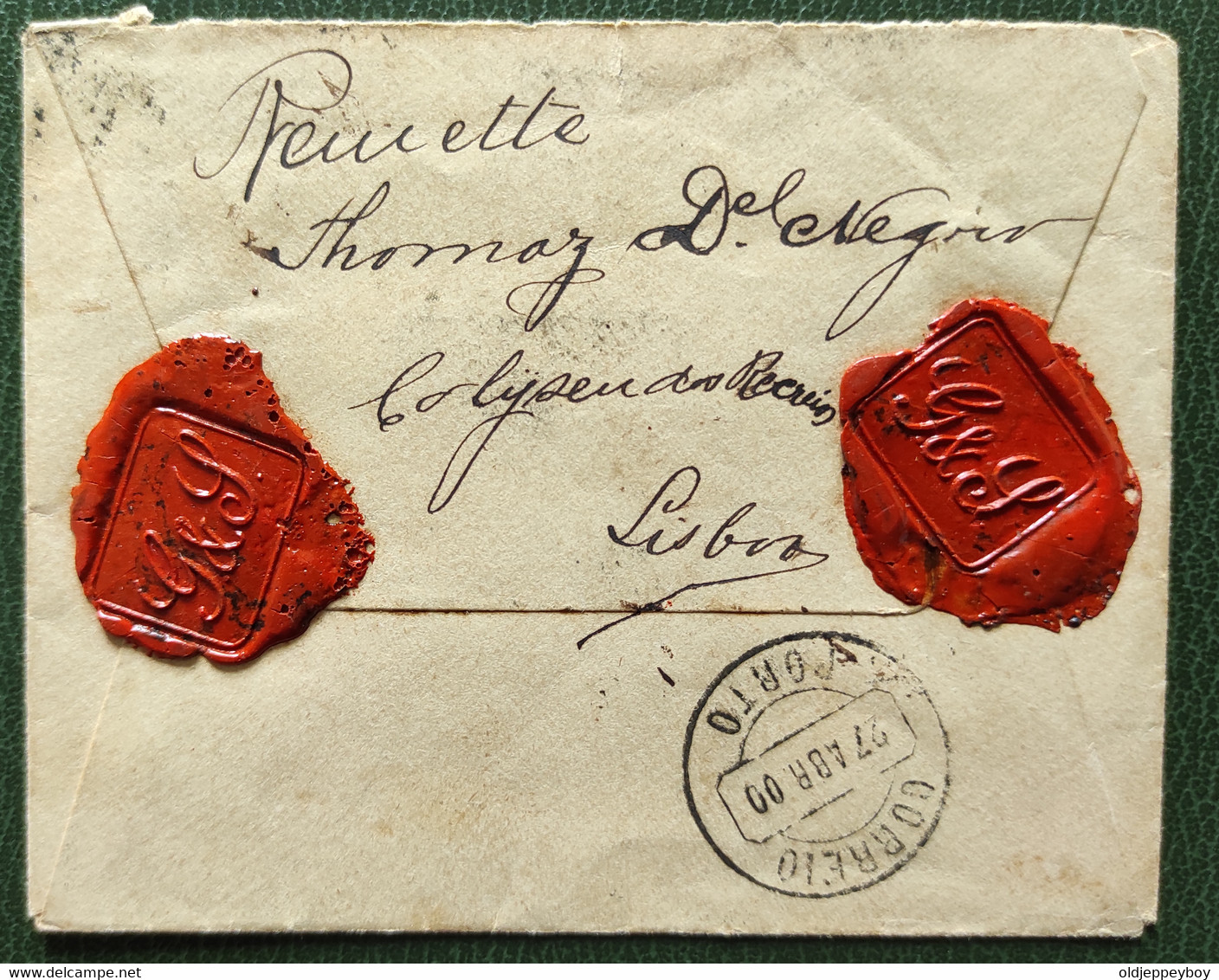 PORTUGAL Cover 1900 LISBON TO PORTO  CLOSED WITH  WAX SEALS - Lettres & Documents