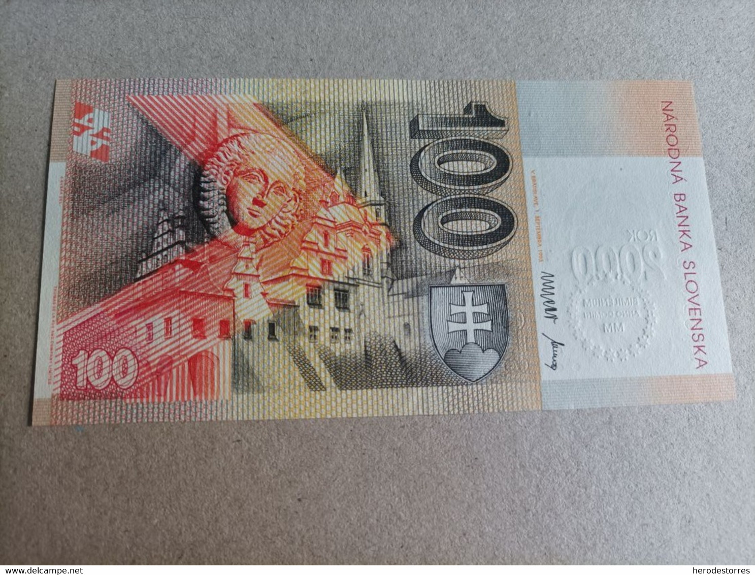 Billete De Eslovaquia De 100 Korun, Año 2000, Nº Bajisimo A00051451, Conmemorativo, UNC - Eslovaquia