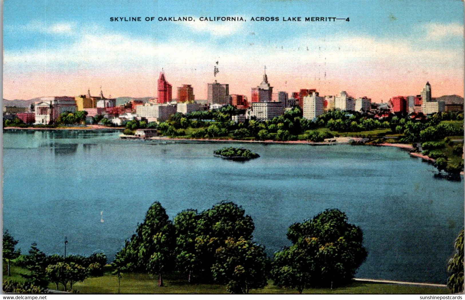 California Oakland Skyline Across Lake Merritt 1942 - Oakland