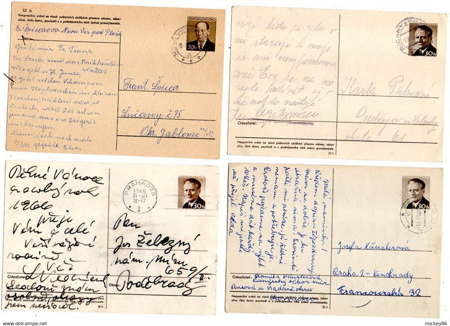 TCHECOSLOVAQUIE--Lot De 5 Entiers Cartes Postales .....recto-verso - Lettres & Documents