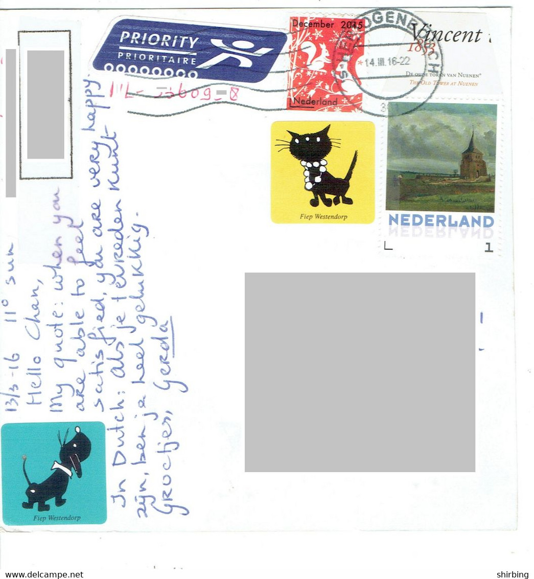 C5 : Netherland - Rabbit, Squirrel, Architecture Country Side Stamps Used On Postcard - Lettres & Documents