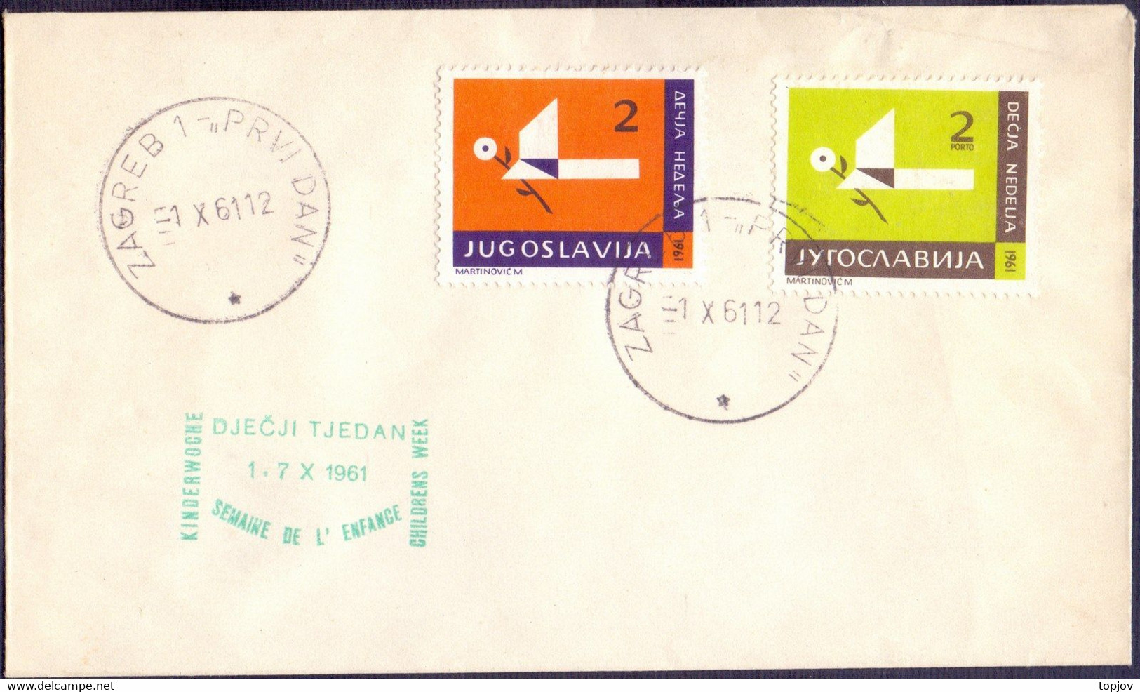 YUGOSLAVIA - CHILDREN  WEEK - PAPER PLANE - FDC -1961 - Poupées