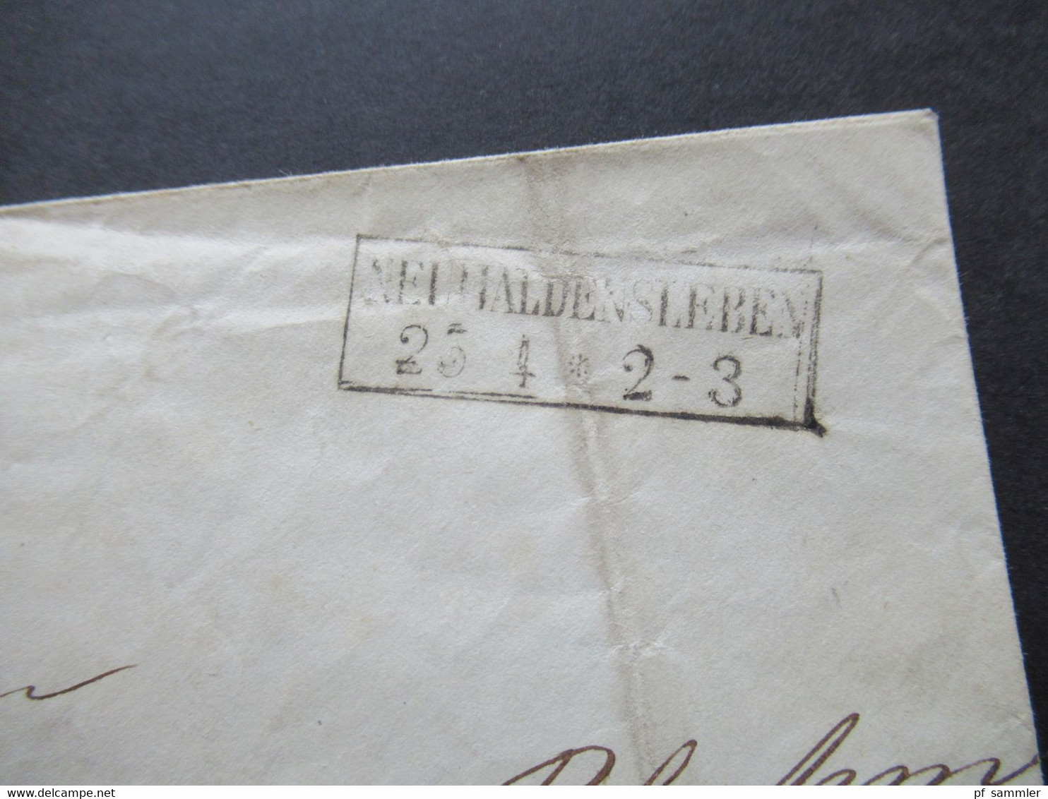 AD Preußen Um 1851 Ganzsachen Umschlag U 2 B Stempel Ra2 Neuhaldensleben Rücks. Bahnpost Stempel - Entiers Postaux