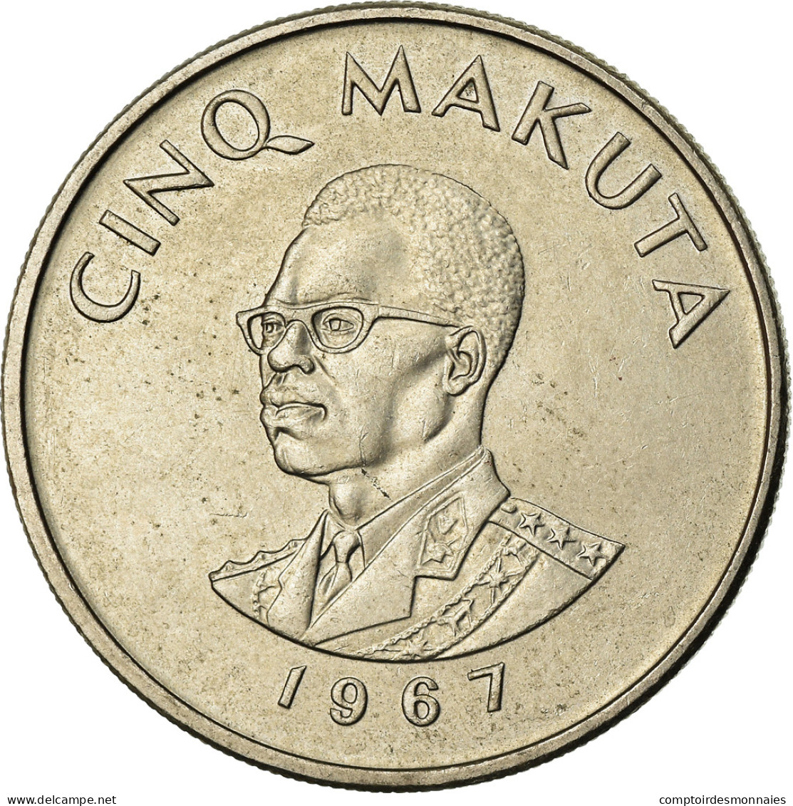 Monnaie, CONGO, DEMOCRATIC REPUBLIC, 5 Makuta, 1967, TTB, Copper-nickel, KM:9 - Congo (República Democrática 1964-70)