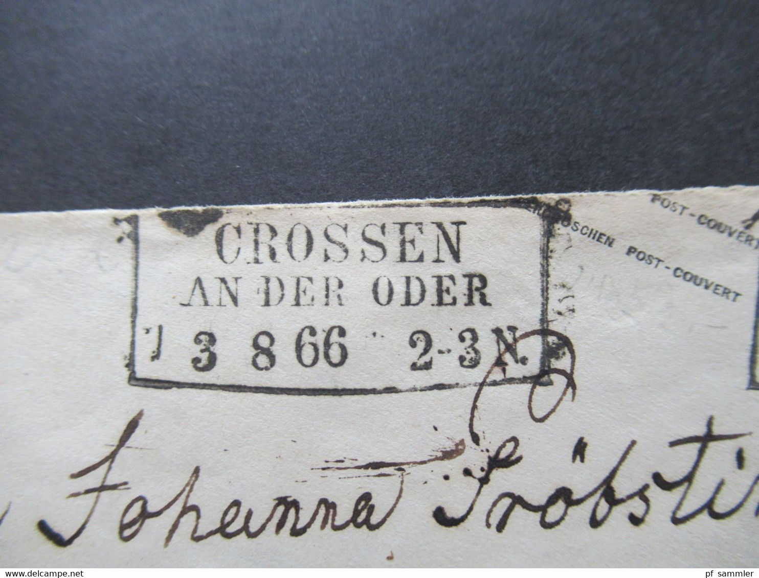 AD Preußen 1866 Ganzsachen Umschlag 2 Silbergroschen U 27 A Mit Zusatzfrankatur Stempel Ra3 Crossen An Der Oder - Postal  Stationery