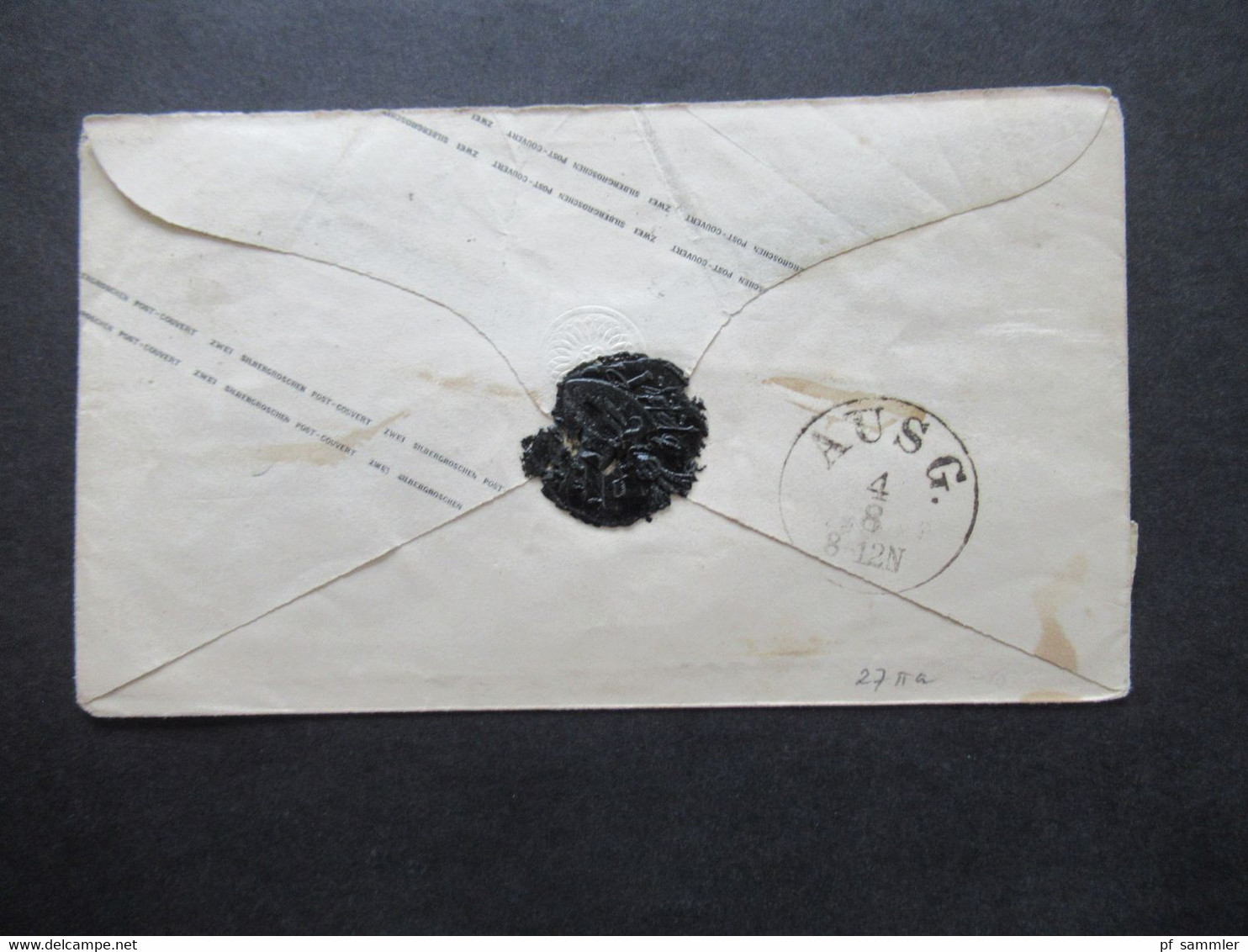 AD Preußen 1866 Ganzsachen Umschlag 2 Silbergroschen U 27 A mit Zusatzfrankatur Stempel Ra3 Crossen an der Oder