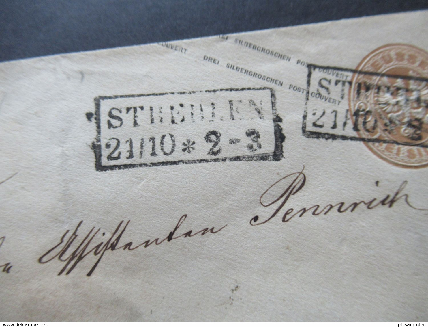 AD Preußen Um 1863 Ganzsachen Umschlag 3 Silbergroschen U 28 A Stempel Ra2 Strehlen Nach Hannover Mit Ank. Stempel - Entiers Postaux