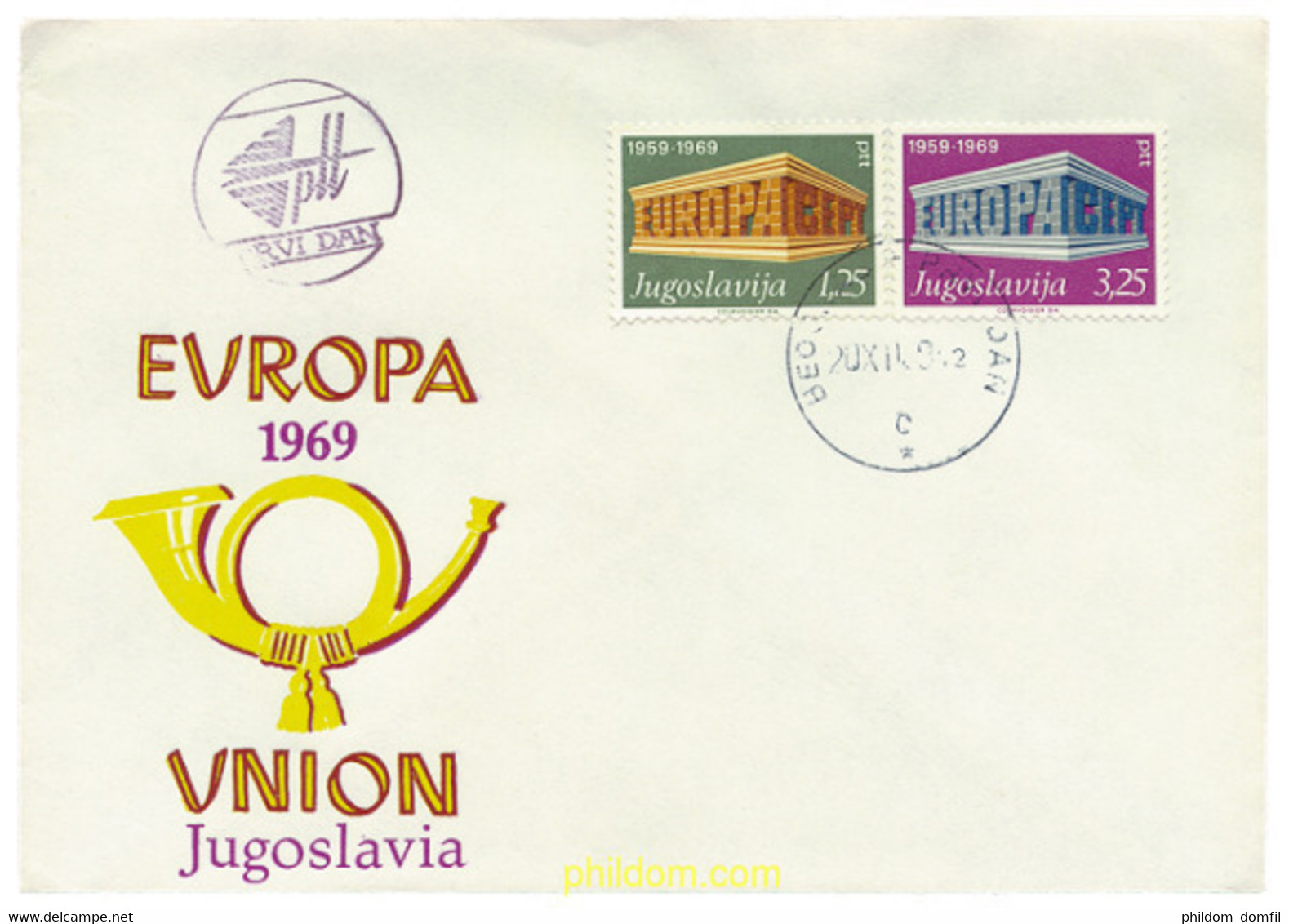 23628 MNH YUGOSLAVIA 1969 EUROPA CEPT. 10 ANIVERSARIO DE LA CEPT - Collections, Lots & Series