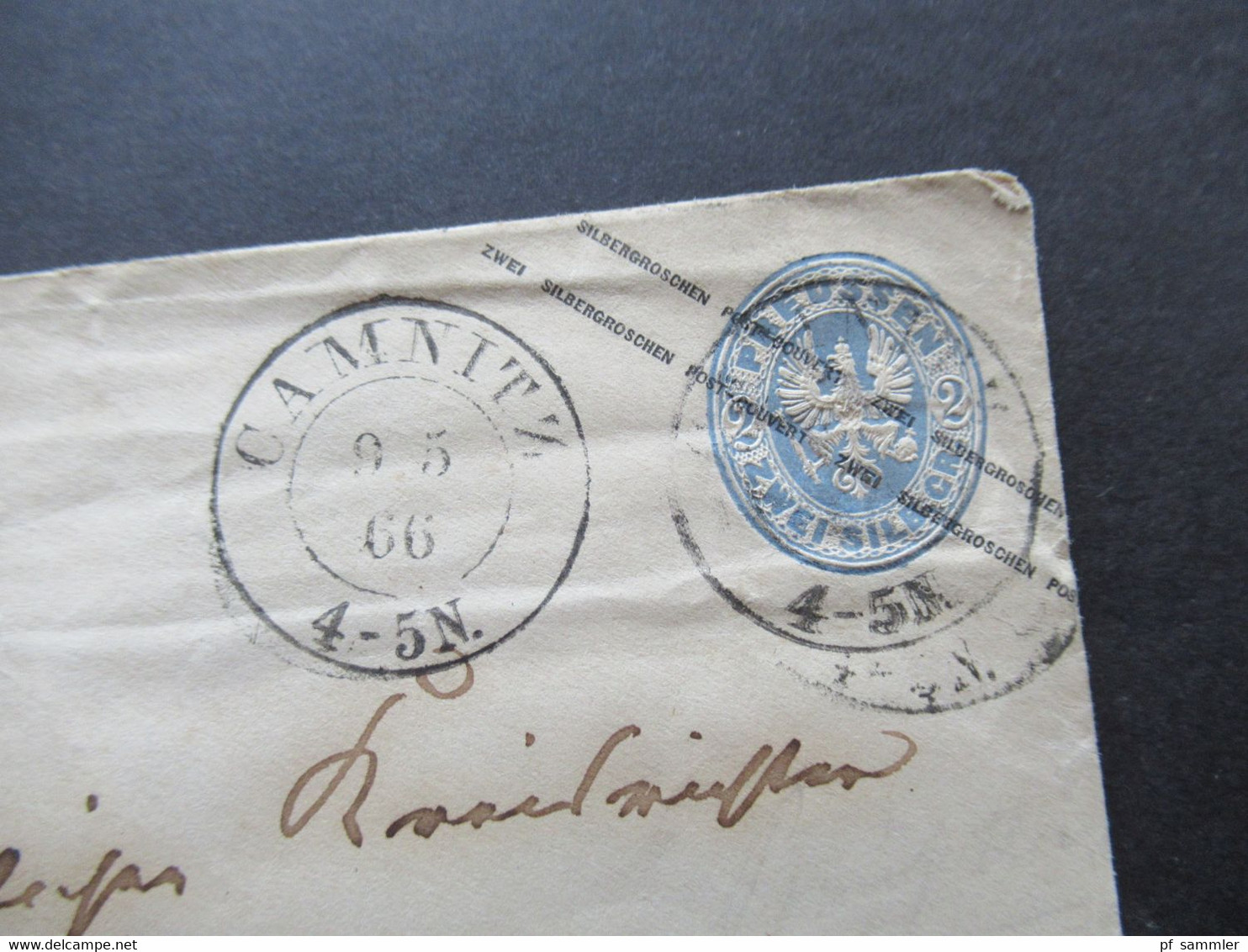 AD Preußen 1866 Ganzsachen Umschlag 2 Silbergroschen U 27 B Stempel K2 Camnitz Nach Regenwalde Gesendet - Postal  Stationery