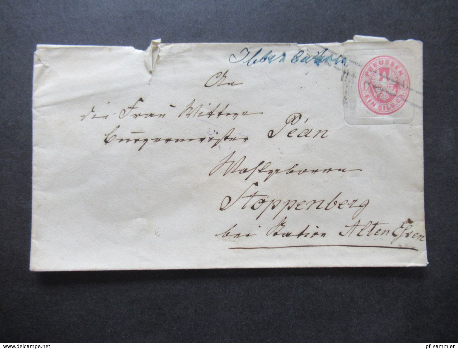 AD Preußen 1867 Ganzsachen Umschlag U 31 Handschriftlich Entwertet!! Nach Stoppenberg / Alten Essen - Enteros Postales